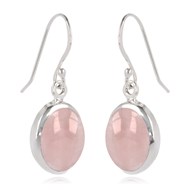 Boucles d'Oreilles Teyla Argent 925 et Quartz Rose | ADEN Design Ovale | Bijou Délicat