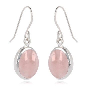 Teyla Oorbellen 925 Sterling Zilver en Rozenkwarts | ADEN Design Ovale | Bijou Délicat