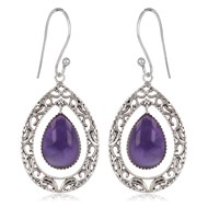 Idée cadeau pour femme des Boucles d'oreille argent et Améthyste naturelle forme poire