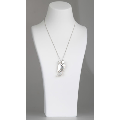 Idée de Idée cadeau de Noël Pendentif-Broche - argent 925 000ème -Femme-Nacre-Blanc-Hibou-Dimension 43mm - vue V3