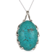 Pendentif-argent 925 000ème -Femme-turquoise-bleu-Dimension 40mm x 22mm