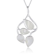 Pendentif feuillage de nacre blanche sertie argent 925