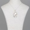 Pendentif feuillage de nacre blanche sertie argent 925 - vue V5