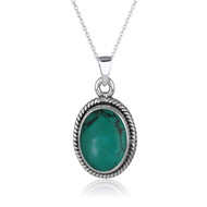 Pendentif de Turquoise sertie d'une collerette d'argent massif