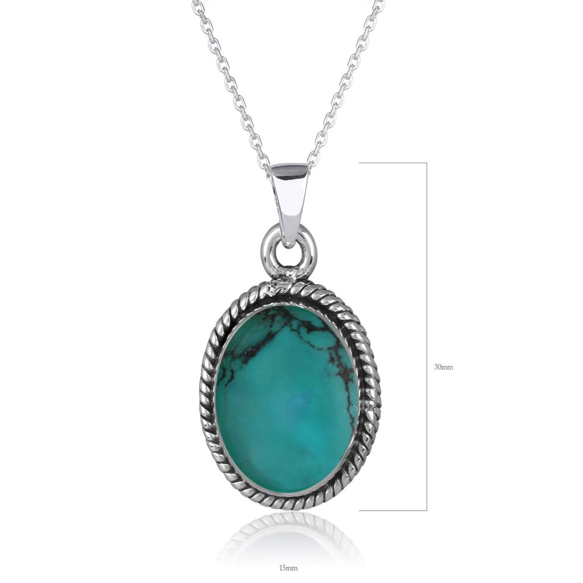 Pendentif Dahlia Argent 925 et Turquoise | ADEN Design Vintage | Bijou Ethnique Chic - vue 4