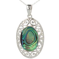 Idée cadeau bijoux cabochon-Pendentif - nacre abalone naturelle- Argent massif-ovale- femme