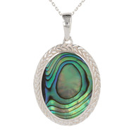 Idée cadeau original femme-bijoux Pendentif -nacre abalone naturelle-Argent massif-ovale-Femme