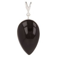 Idée cadeau femme-Pendentif argent et Belle pierre d'obsidienne forme poire inversée sertissage d'argent