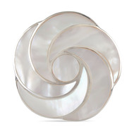 Bague en Forme de Fleur en spirale en Nacre Blanche et Argent massif