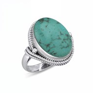 Bague Dahlia Turquoise et Argent 925 | ADEN Design Vintage | Bijou Ethnique