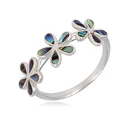 Bague- nacre abalone-3 fleurs- Argent massif-Femme