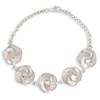 Bracelet ADEN en fleur de nacre blanche effet spirale sur chaîne argent 925 - vue V1