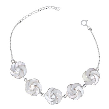 Bracelet Spirales de Nacre Blanche sur Argent 925 - Collection Nature Précieuse