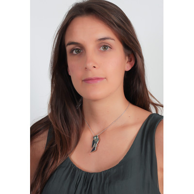 Pendentif-Broche - argent 925 000ème -Femme-nacre abalone naturelle-Vert-Hibou-Dimension 48 mm - vue V2