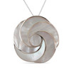 Pendentif-argent 925 000ème -Femme-Nacre-Blanc-fleur en spirale -Dimension diamètre 32mm - vue V1