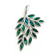 Pendentif Zeliana Feuille Nacre Verte sur Argent 925 | Collection Naturelle