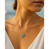 Pendentif Zeliana Feuille Nacre Verte sur Argent 925 | Collection Naturelle - vue V2