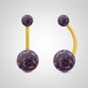 Piercing de nombril en or jaune et cristal de Swarovski violet (petit modèle) - vue V1