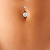 Piercing de nombril en or jaune et cristal de Swarovski violet (petit modèle) - vue V2