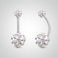 Piercing de nombril en or blanc et cristal de Swarovski blanc