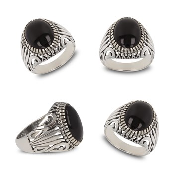 Bague Unique en Pierre d'onyx Noire et Argent 925 | Aden Boutique