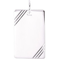 Pendentif plaque rectangulaire argent rhodié