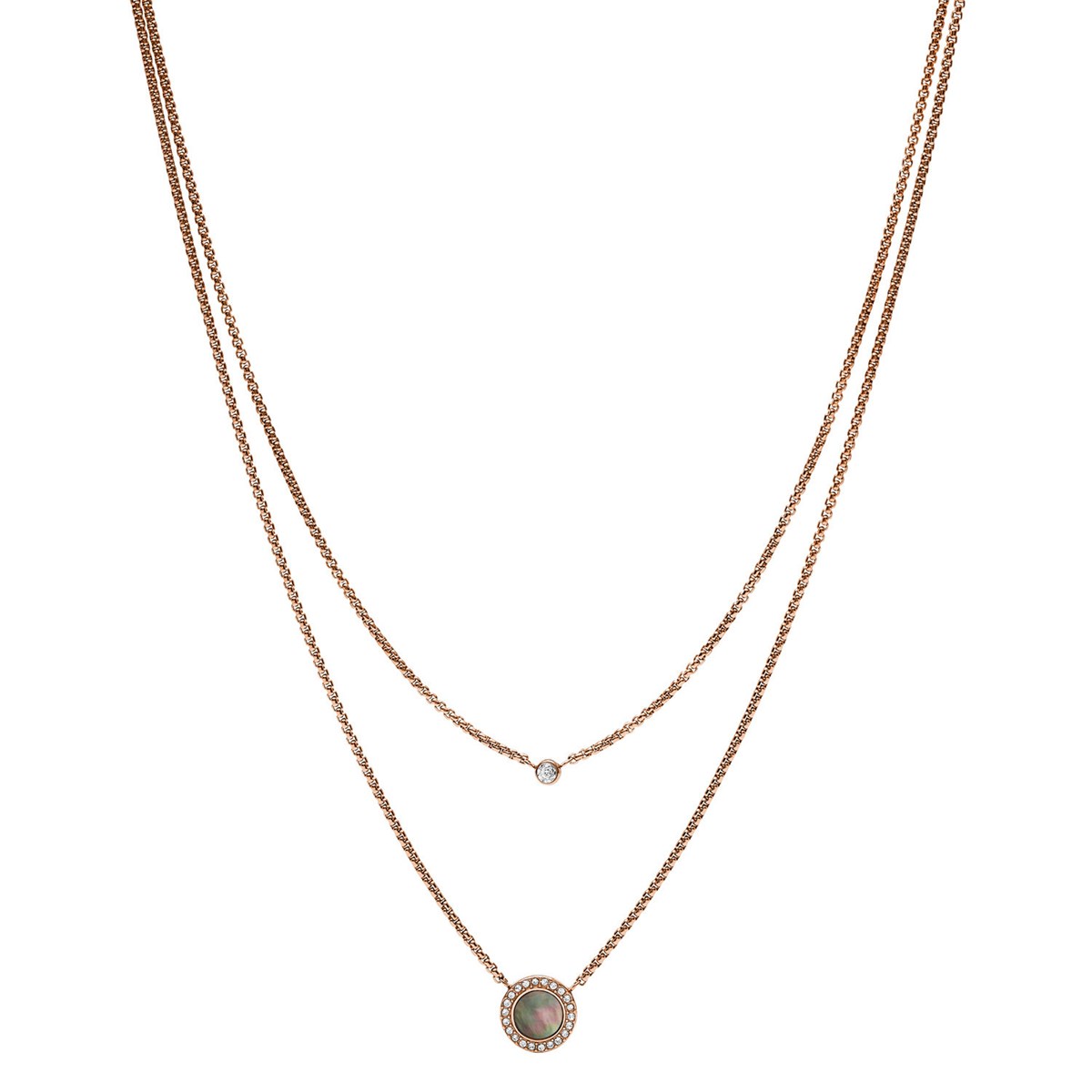 collier fossil femme rose