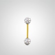 Piercing hélix barre or jaune avec boule en cristal de Swarovski blanc