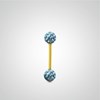 Piercing hélix barre or jaune avec boule en cristal de Swarovski bleu clair - vue V1