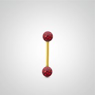 Piercing hélix barre or jaune avec boule en cristal de Swarovski rouge