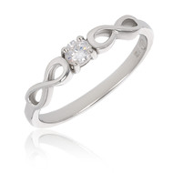 Bague argent rhodié infini avec cubic zirconia
