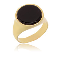 Bague plaqué or chevalière avec onyx