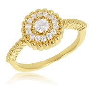 Bague plaqué or marquise ronde avec cubic zirconia