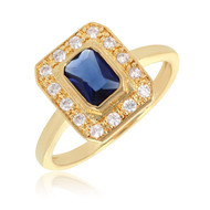 Bague plaqué or avec saphir synthétique et cubic zirconia