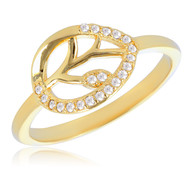 Bague plaqué or arbre de vie avec cubic zirconia