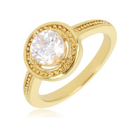 Bague plaqué or solitaire avec cubic zirconia