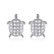 Boucles d'oreille argent rhodié tortue avec cubic zirconia