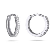 Boucles d'oreille Créole argent rhodié avec cubic zirconia