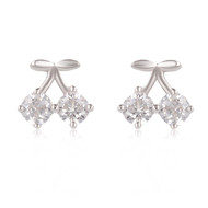 Boucles d'oreille argent rhodié cerise avec cubic zirconia