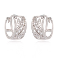Boucles d'oreille Créole large argent rhodié avec cubic zirconia