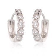 Boucles d'oreille Créole argent rhodié avec cubic zirconia