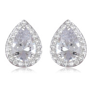 Boucles d'oreille argent rhodié forme poire avec cubic zirconia