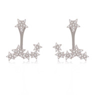 Boucles d'oreille argent rhodié multiples étoiles avec cubic zirconia
