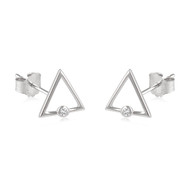 Boucles d'oreille argent rhodié triangle avec cubic zirconia