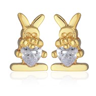 Boucles d'oreille plaqué or lapin avec cubic zirconia