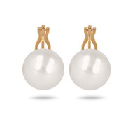 Boucles d'oreille plaqué or clip avec perle d'imitation de Majorque blanche 16MM
