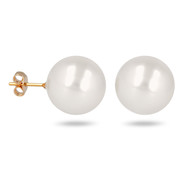 Boucles d'oreille plaqué or avec perle d'imitation de Majorque blanche 16MM