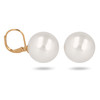 Boucles d'oreille plaqué or dormeuse avec perle d'imitation de Majorque blanche 16MM - vue V1
