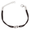 Bracelet coton noir avec argent cubic zirconia 14cm + 3cm - vue V1
