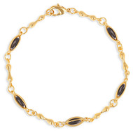Bracelet plaqué or avec émaille noir olive 19cm